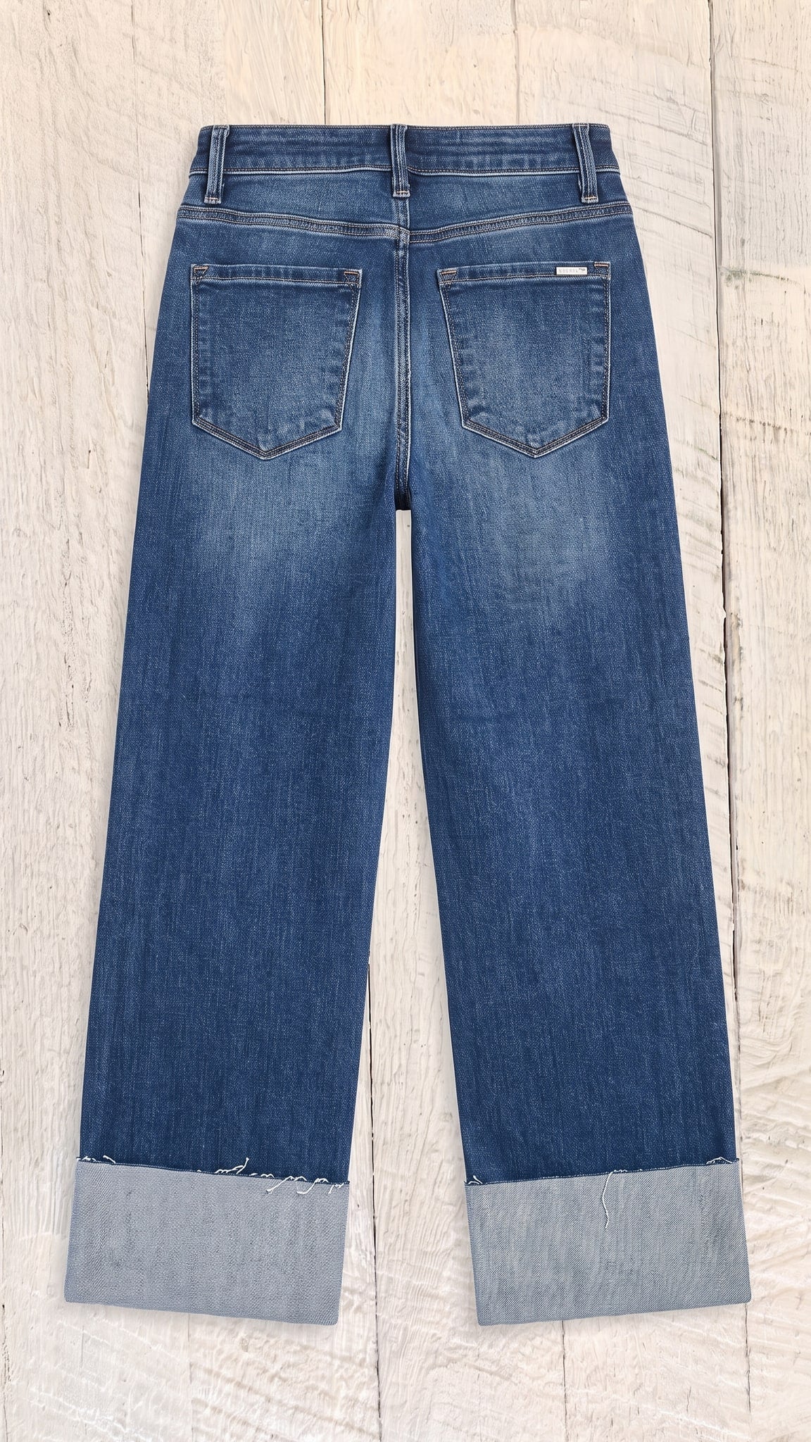 Risen Slouchy Crop Barrel Cuffed Jeans | Dark — Back view