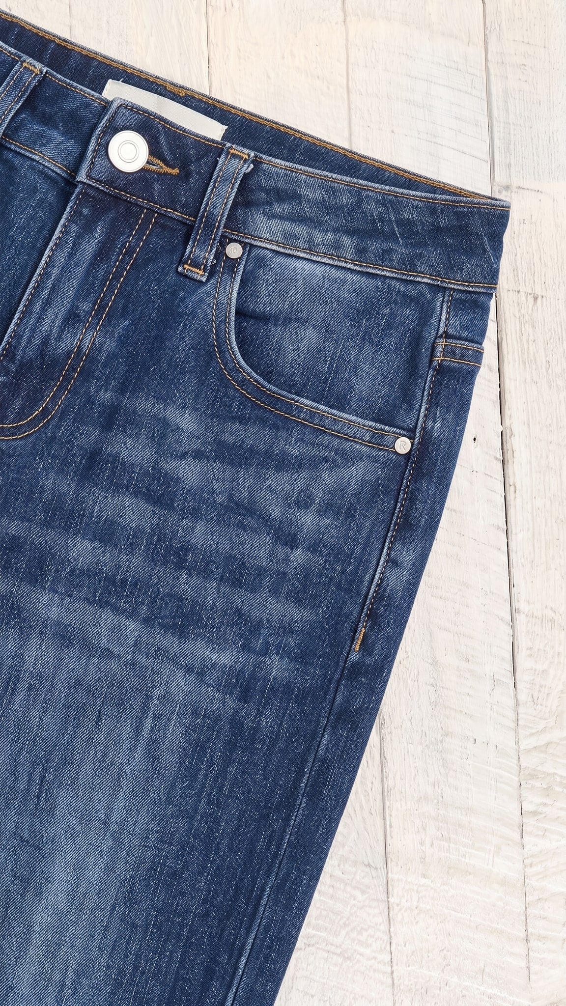 Risen 4-Way Stretch Slouchy Crop Barrel Cuffed Jeans | Dark — Front pocket detail