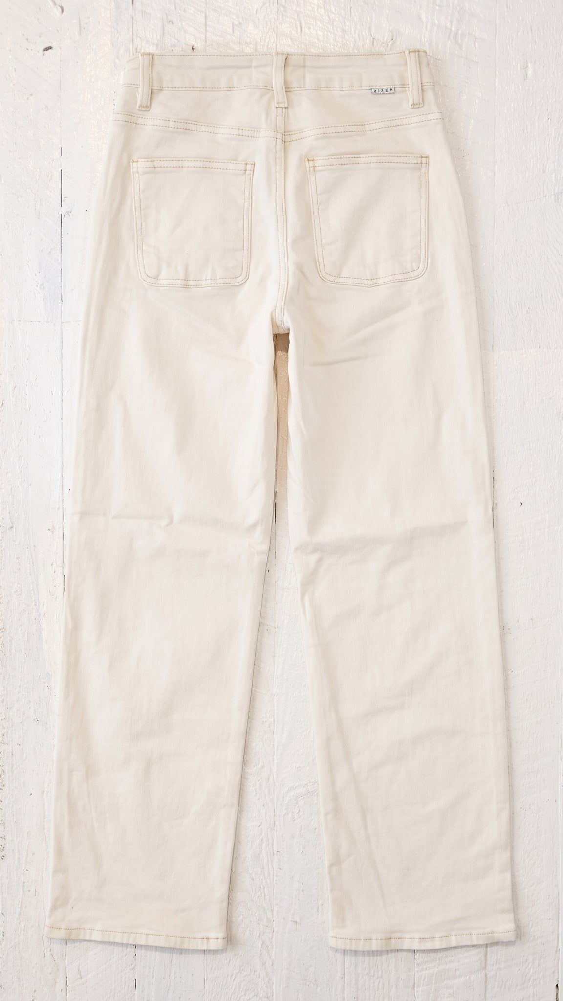 Risen Slouchy Ankle Baggy Pants | Ivory — Back view