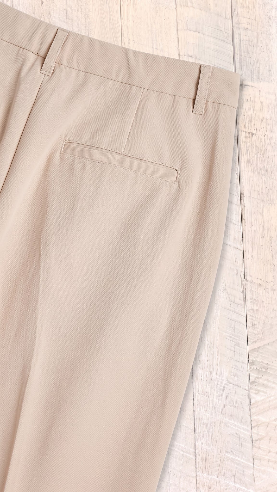 Wide Leg Trouser Pants | Khaki — Back pocket detail