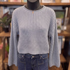 Roll Up Knit Sweater | Dusty Blue — Front view