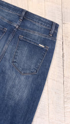 Risen Slouchy Crop Barrel Cuffed Jeans | Dark — Back pocket detail