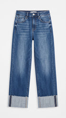 Risen Slouchy Crop Barrel Cuffed Jeans | Dark — Front view