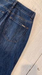 Risen 4-Way Stretch Slouchy Crop Barrel Cuffed Jeans | Dark — Back pocket detail