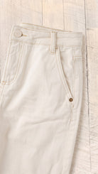 Risen Slouchy Ankle Baggy Pants | Ivory — Front pocket detail