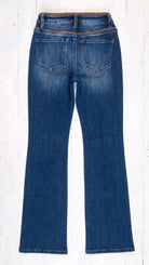 Risen Mid Rise Bootcut Jeans | Dark — Back view