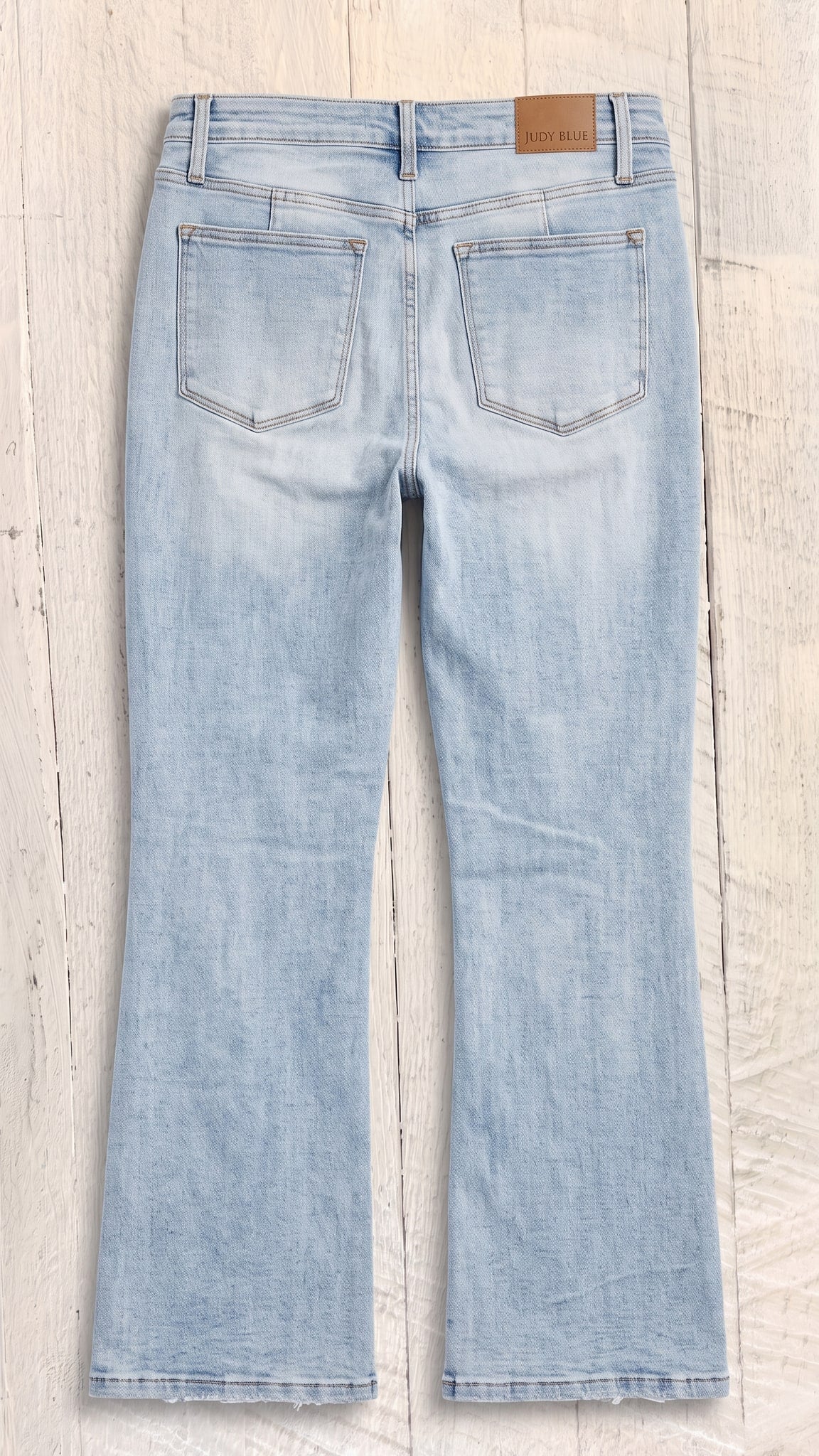 High Waist Tummy Control Vintage Wash Side Slit Slim Boot — Back view