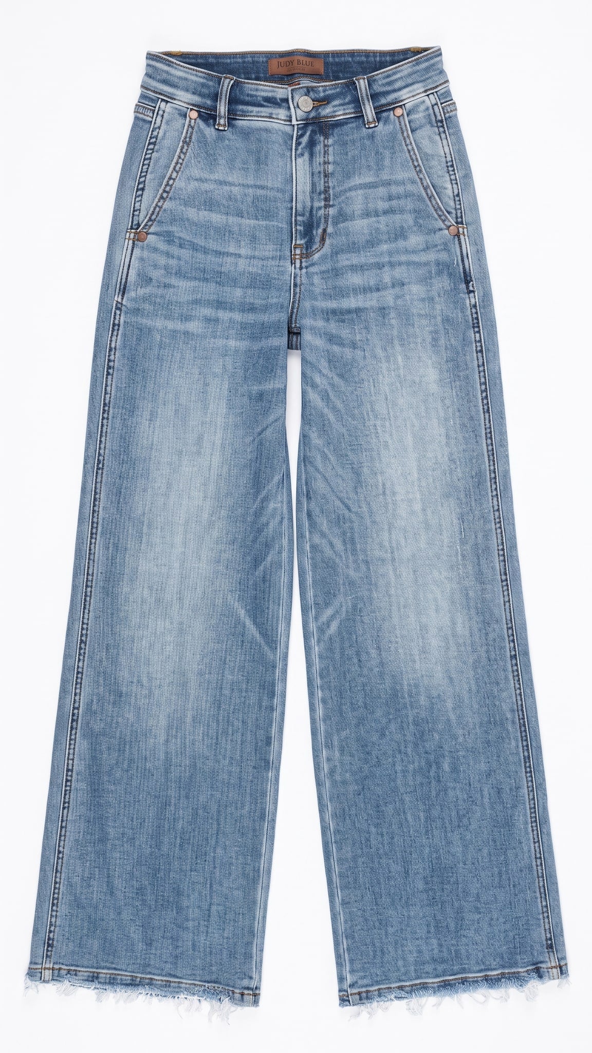 Judy Blue High Waisted Retro Wide | Medium Wash — Front view