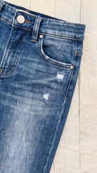 Risen High Rise Ankle Wide Jeans | Dark — Front pocket detail
