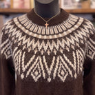 Fair Isle Yoke Knit Pullover | Dark Brown — Detail close-up