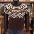 Fair Isle Yoke Knit Pullover | Dark Brown — Front view