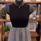 Bubble Hem Knit + Gingham Romper | Black — Front view