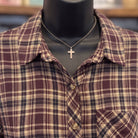 Be Cool Plaid Flannel Shirt | Plum — Detail close-up