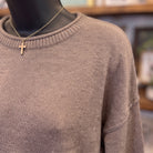 Boat Neck Relaxed Knit Sweater | Mocha — Detail close-up