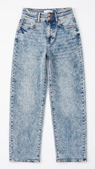 Judy Blue High Waisted Marlow Arc Leg Double Waistband Jeans | Light — Front view