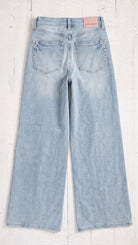 Judy Blue High Waisted Petite Retro Wide Leg with Curve Coin Pocket | Light — Back view