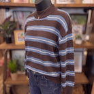 Striped Crew Neck Pullover | Brown Multi — Angled view