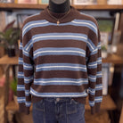 Striped Crew Neck Pullover | Brown Multi — Front view