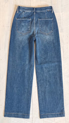Risen Adjustable Waistband Slouchy Wide Pants with Pleats — Back view