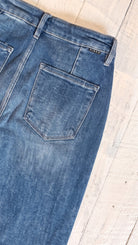 Risen Adjustable Waistband Slouchy Wide Pants with Pleats — Back pocket detail