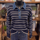 Everly Denim Collar Sweater | Navy — Front view