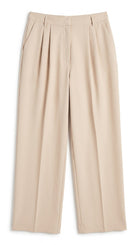 Wide Leg Trouser Pants | Khaki — Front view