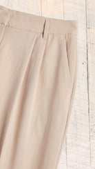Wide Leg Trouser Pants | Khaki — Front pocket detail