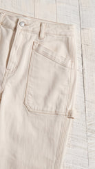Risen High Rise Straight Turn Up Cuffed Patch Pocket Detail Pants — Front pocket detail