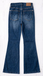 Judy Blue High Waisted Tummy Control Charlotte Flare Jeans | Dark Modern Indigo — Back view