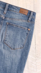 Mid Rise Cuffed Skinny Capri — Back pocket detail