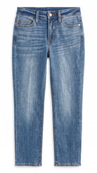Mid Rise Cuffed Skinny Capri — Front view