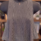Striped Sleeveless Top | Ash Black — Detail close-up