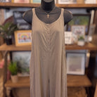 Adjustable Strap Flowy Jumper with Button Detail | Oatmeal — Front view