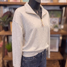 Fleece Half Zip Sweatshirt | Heather Vanilla — Angled view
