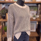 Two Tone Crewneck Sweater | Black — Angled view
