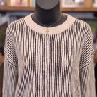 Two Tone Crewneck Sweater | Black — Detail close-up