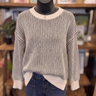 Two Tone Crewneck Sweater | Black — Front view
