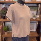 Mock Neck Short Sleeve Sweater | Ash Mocha — Angled view