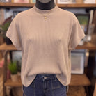 Mock Neck Short Sleeve Sweater | Ash Mocha — Front view