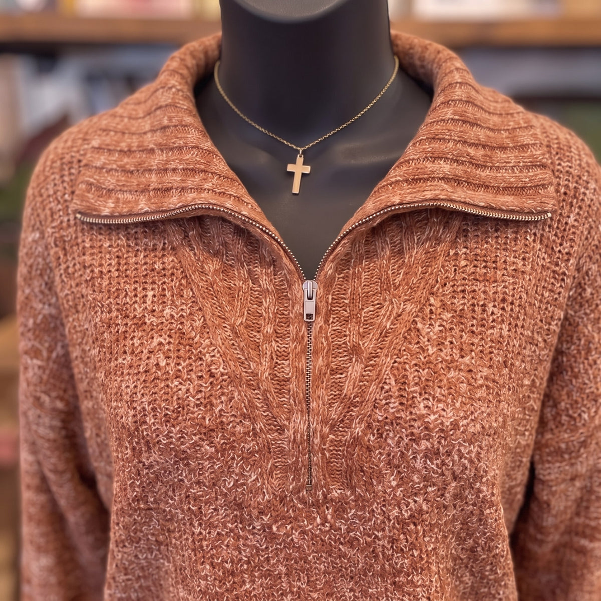 Something's Got a Hold On Me Oversized Sweater on mannequin